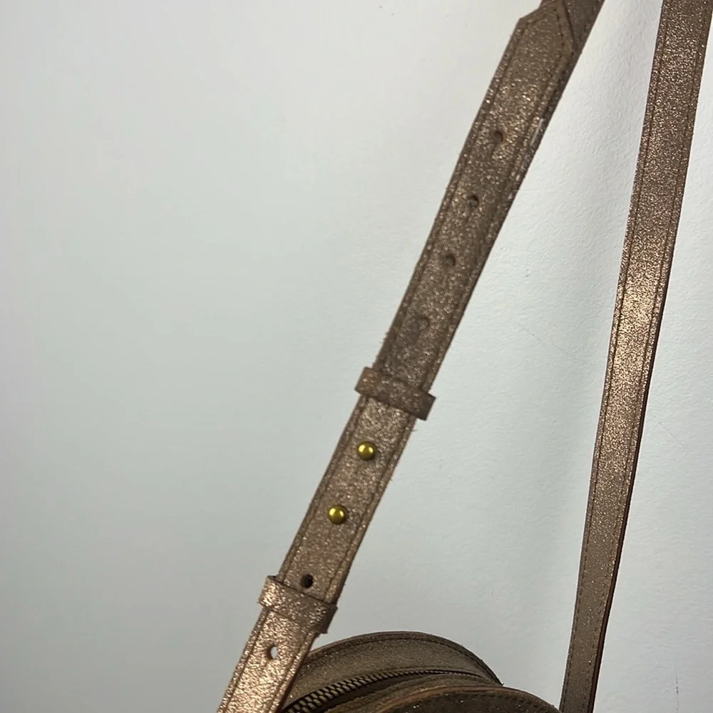 Madewell metallic sand simple circle crossbody leather bag